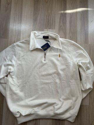 Polo Ralph Lauren Sudadera Blanca Media Cremallera