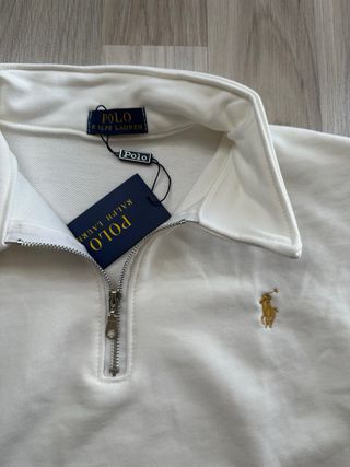 Polo Ralph Lauren Sudadera Blanca Media Cremallera