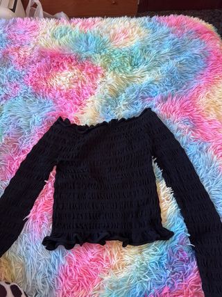 Pull&Bear Camiseta Negra Manga Larga