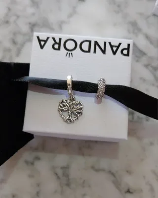 Lote 2 Charm Pandora Corazón Árbol Vida y Separad