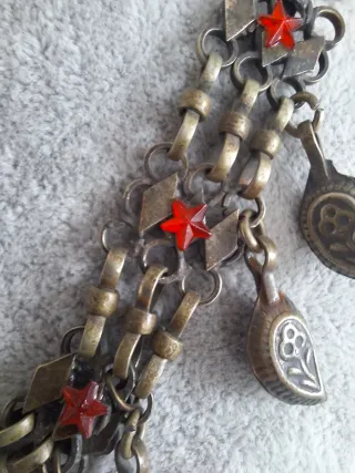 Collana vintage etnica boho bronzo con pietre