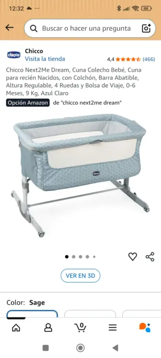 Culla ad accudimento Chicco Next2me Dream