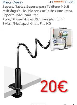 Soporte Tablet/Móvil Flexible Cuello Cisne