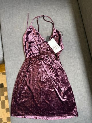 Vestido Zara Morado Terciopelo