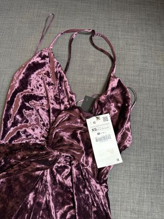 Vestido Zara Morado Terciopelo