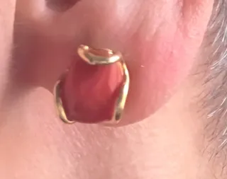 Pendientes Coral y Plata Dorada