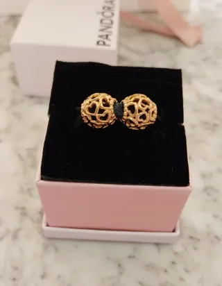 Lote 2 Charm Pandora Corazones Dorados