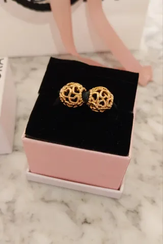 Lote 2 Charm Pandora Corazones Dorados