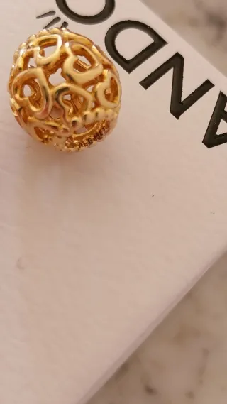 Lote 2 Charm Pandora Corazones Dorados