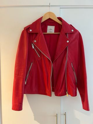 Cazadora Piel Roja Mango