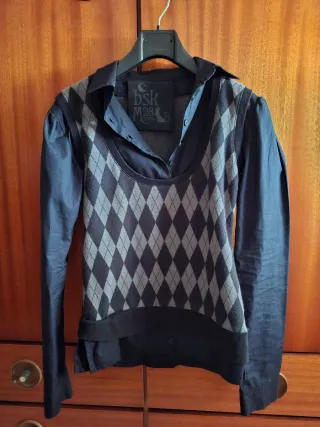 Camisa negra jersey rombos