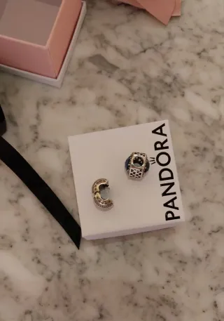 Lote 2 Charm Pandora Plata y Azul