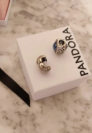 Lote 2 Charm Pandora Plata y Azul