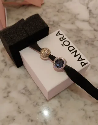 Lote 2 Charm Pandora Plata y Azul