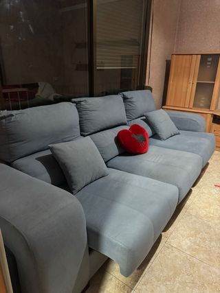 Sofá modular azul claro + cojines a juego