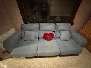 Sofá modular azul claro + cojines a juego