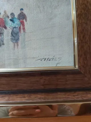 Cuadro al óleo vintage personas invierno