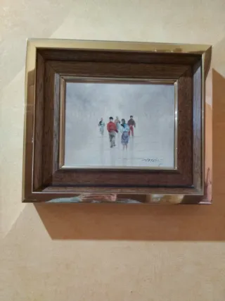 Cuadro al óleo vintage personas invierno