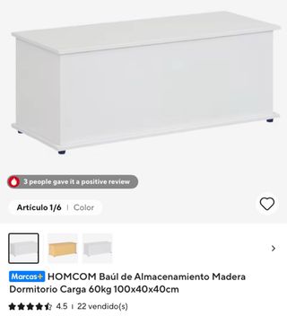 Baúl blanco de madera sin estrenar 100x40x40 cm
