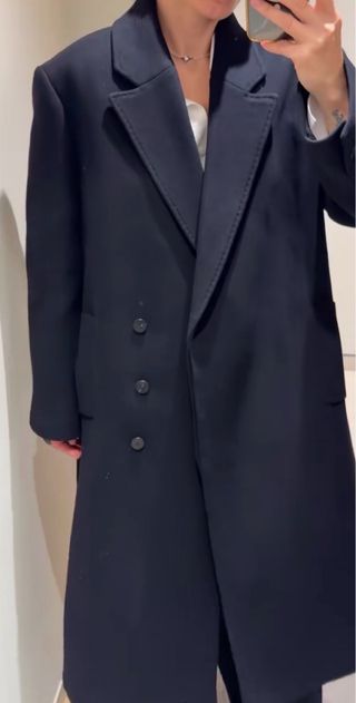 Zara Abrigo lana Manteco Negro