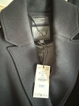 Zara Abrigo lana Manteco Negro