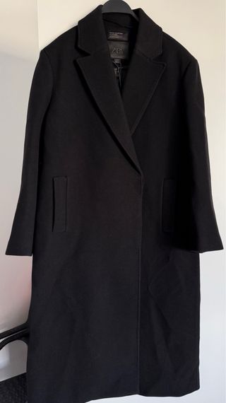 Zara Abrigo lana Manteco Negro