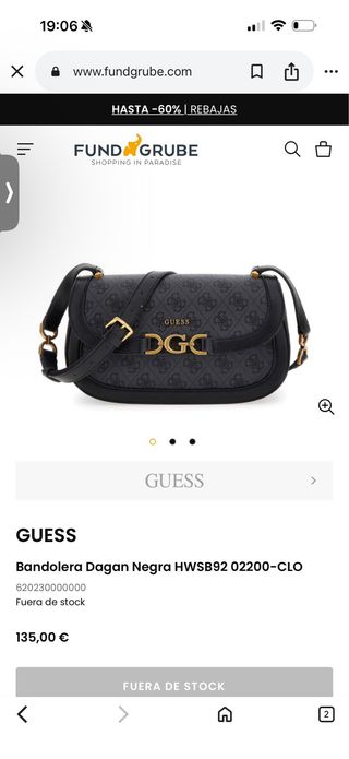 Bolso Guess bandolera negro y dorado