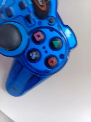 Mando PS2 Azul Transparente