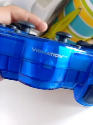 Mando PS2 Azul Transparente