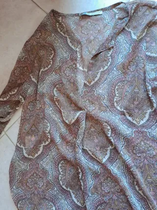 Blusa scollata rosa e oro manica lunga