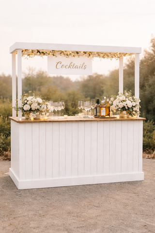 Barra de bar blanca para eventos