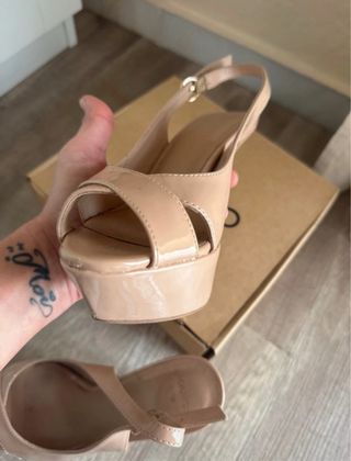 Zapatos tacón plataforma Mango beige