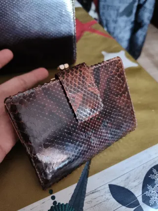 Conjunto vintage bolso y monedero piel serpiente