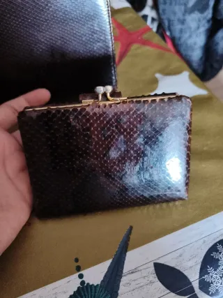 Conjunto vintage bolso y monedero piel serpiente