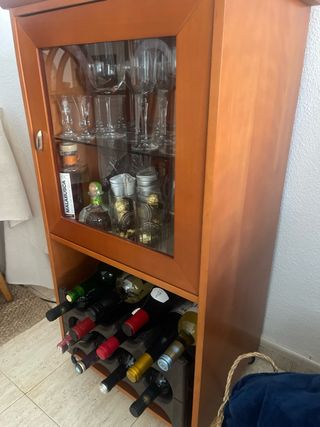 Mueble Copas y Botellero Madera