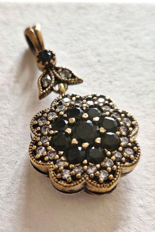 Colgante Vintage Plata y Negro