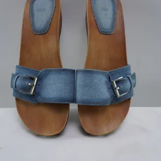 Sandalias Zara Madera y Tela Vaquera