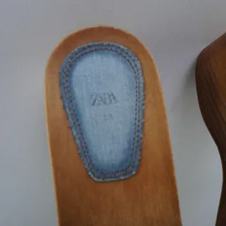 Sandalias Zara Madera y Tela Vaquera