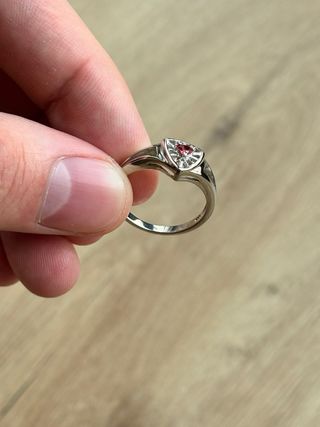 Anillo Plata 925 Corazón Rubí Natural