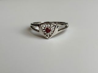 Anillo Plata 925 Corazón Rubí Natural