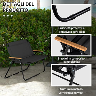 Sedia da Campeggio Doppia 2 Posti, Divanetto Piegh