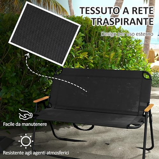 Sedia da Campeggio Doppia 2 Posti, Divanetto Piegh