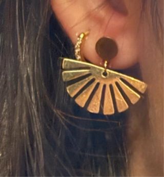 Pendientes dorados acero inoxidable abanico