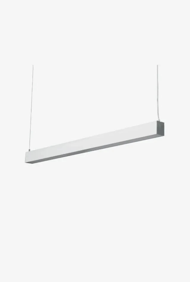 Luminaria moderna blanca. Foco colgante horizontal