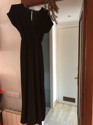 Mono de poliéster negro mujer