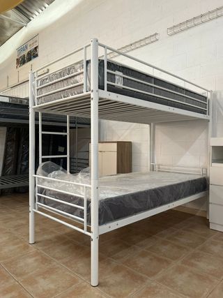 Litera individual blanca 90x190 - Cama doble