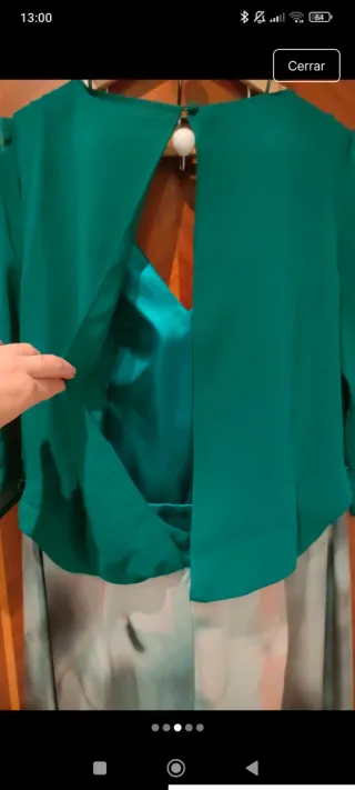 Vestido fiesta largo verde y multicolor