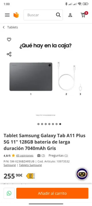 Samsung Galaxy Tab A11 Plus 5G 11 Gris