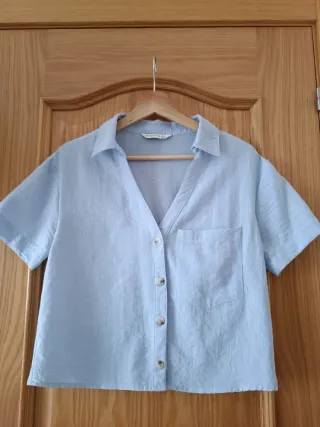 Blusa azul manga corta