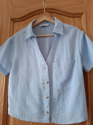 Blusa azul manga corta
